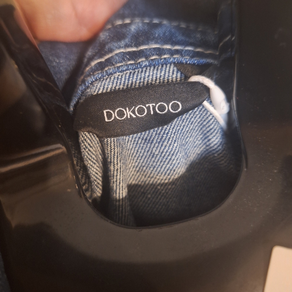 Dokotoo Blue Distressed Denim Women's Jacket/shirt. Size M.  New W Tags - Picture 4 of 7